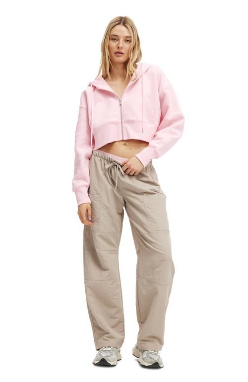 Cotton On Body Active Plush Boxy Cropped Zip Through In Pink