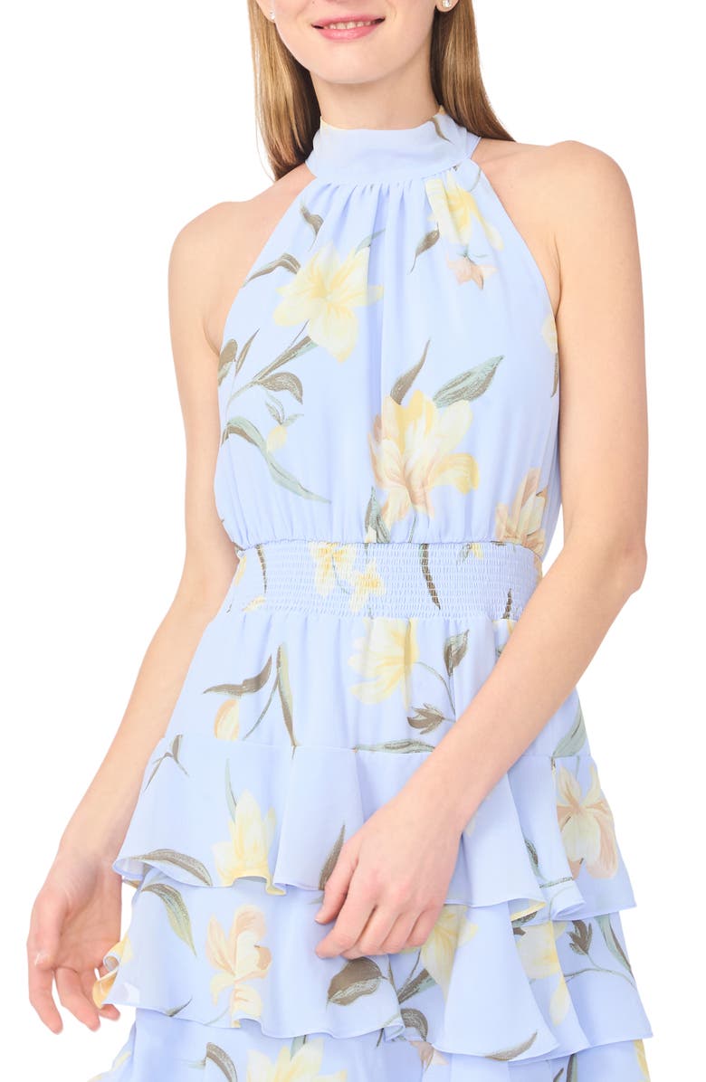 1.STATE Floral Tiered Maxi Dress, Alternate, color, Wind Surf