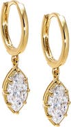 BY ADINA EDEN Moissanite Marquise Bezel Dangling Huggie Earring