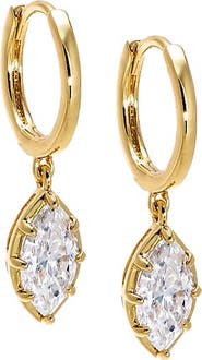 BY ADINA EDEN Moissanite Marquise Bezel Dangling Huggie Earring