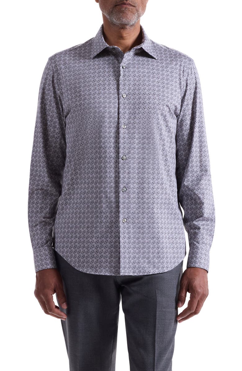 Bugatchi Jimmy OoohCotton<sup>®</sup> Floral Button-Up Shirt, Main, color, Zinc