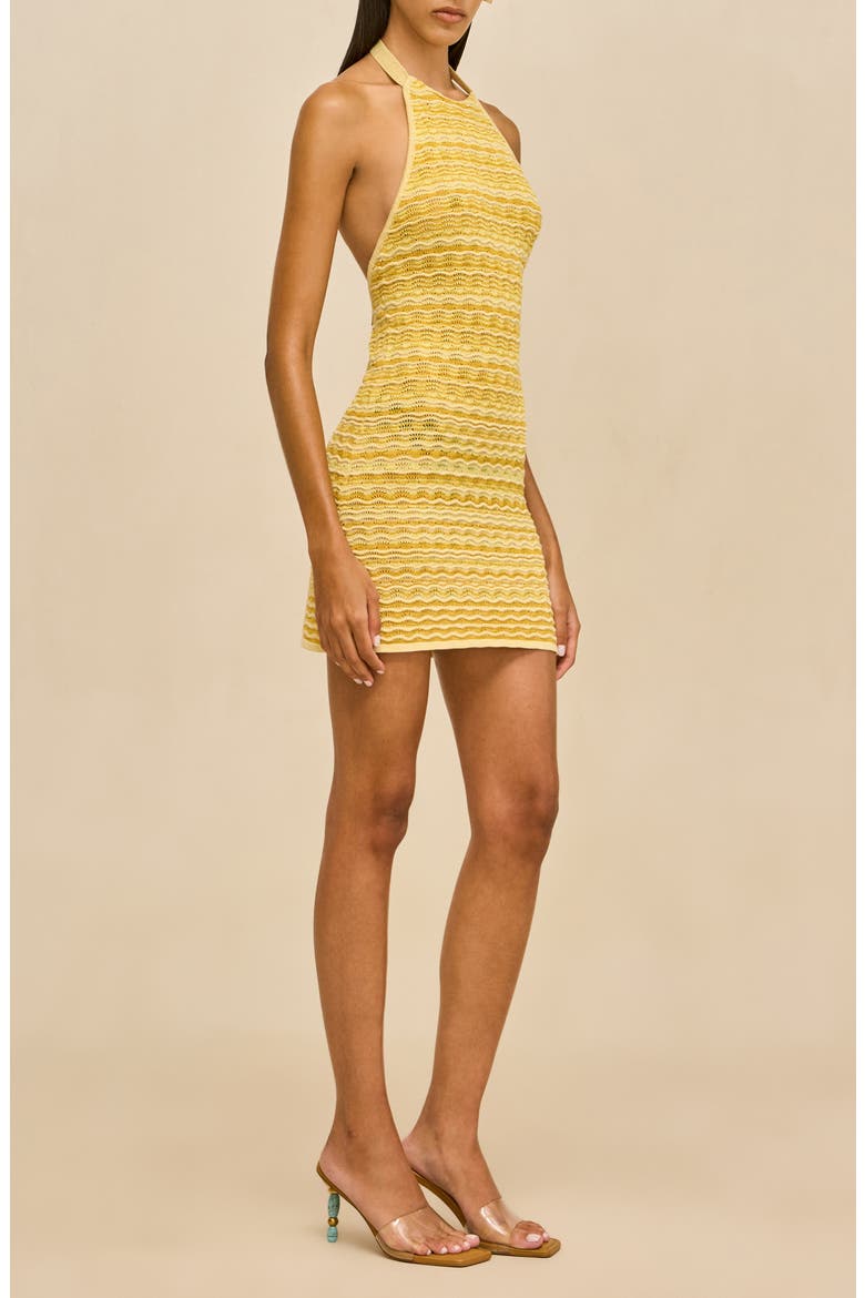 Erina Knit Halter Body-Con Minidress, Alternate, color, MARIGOLD