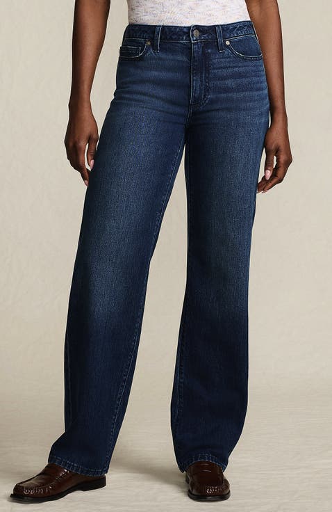 Petite Soft Denim Mid Rise Relaxed Straight Leg Jeans