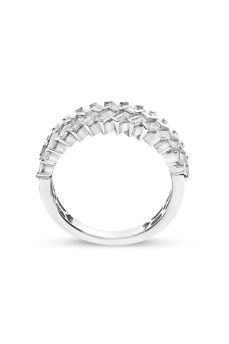 14K White Gold 7/8 Cttw Lab Grown Baguette Weave Design Band Ring, Alternate, color, White Gold