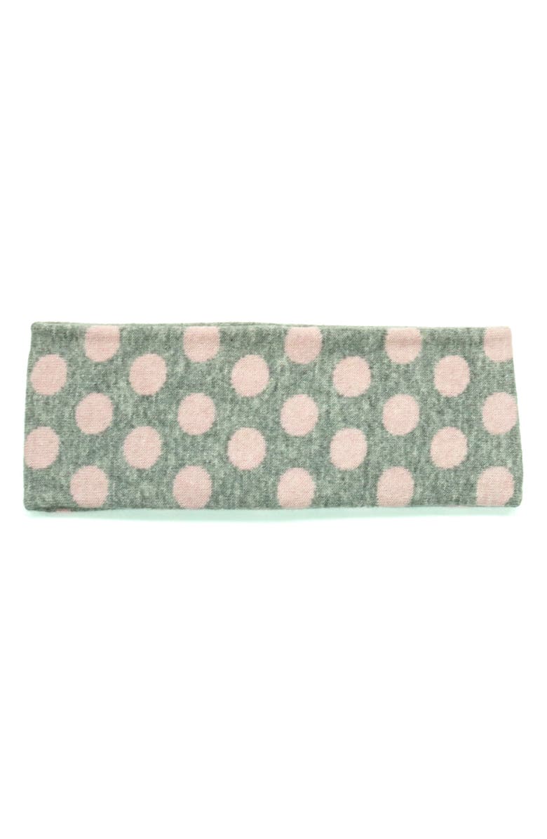 Portolano Polka Dot Headband, Main, color, Light Grey/ Rosey Pink
