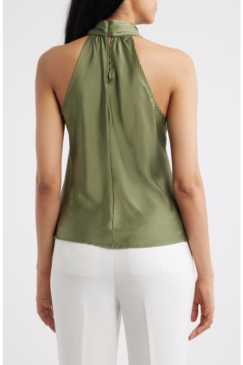 Tie Neck Sleeveless Satin Top, Alternate, color, AGAVE