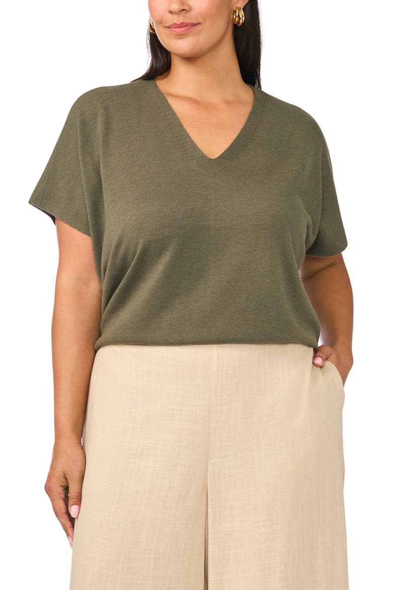 V-Neck Sweater, Main, color, MOSS MELODY