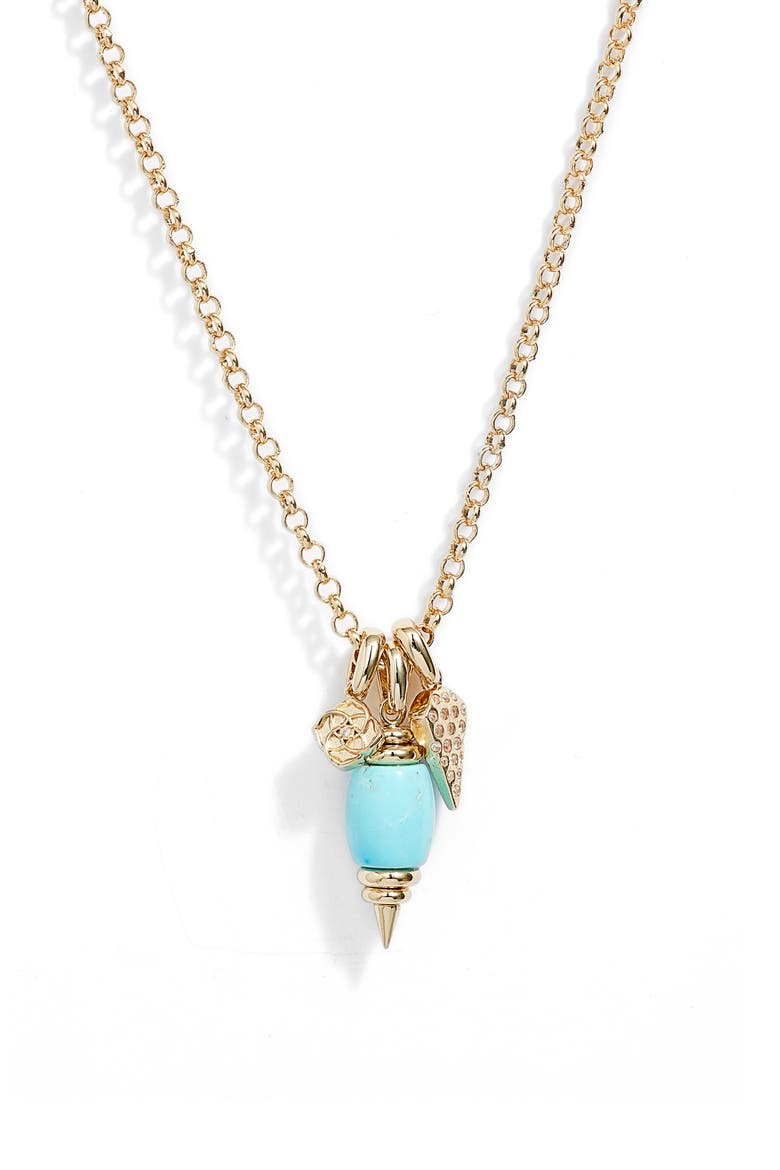 Demi Charm Necklace, Main, color, GOLD LIGHT BLUE MAGENTA