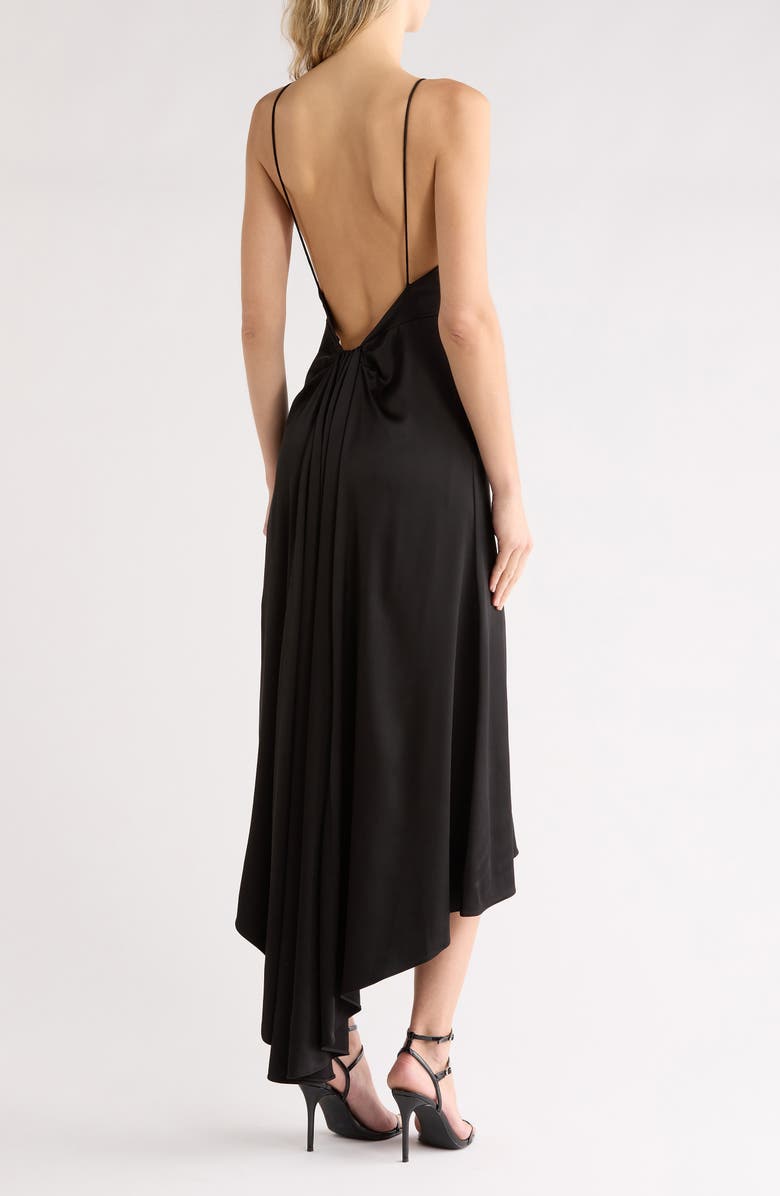 Alice + Olivia Luciana Asymmetric High-Low Slipdress, Alternate, color, Black