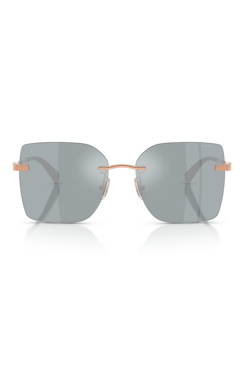 57mm Square Sunglasses, Main, color, SHINY ROSE GOLD / GREY MIRROR