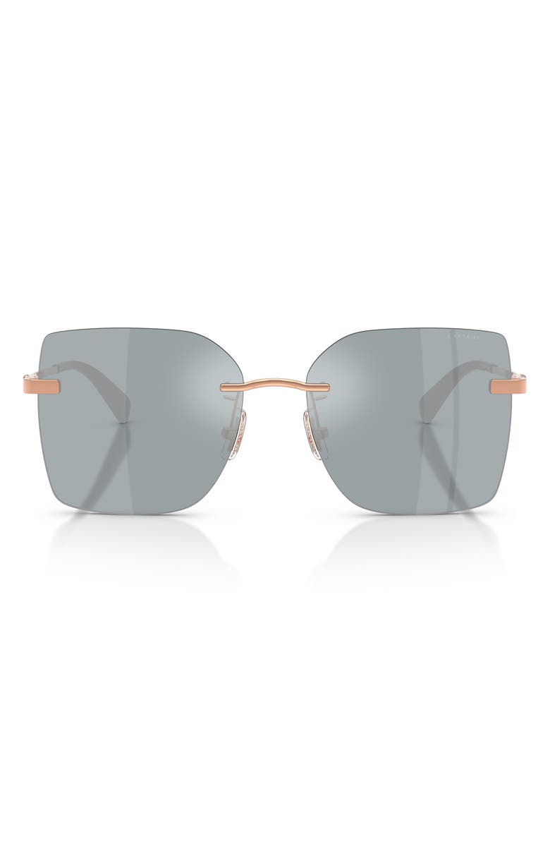 COACH 57mm Square Sunglasses, Main, color, Shiny Rose Gold / Grey Mirror