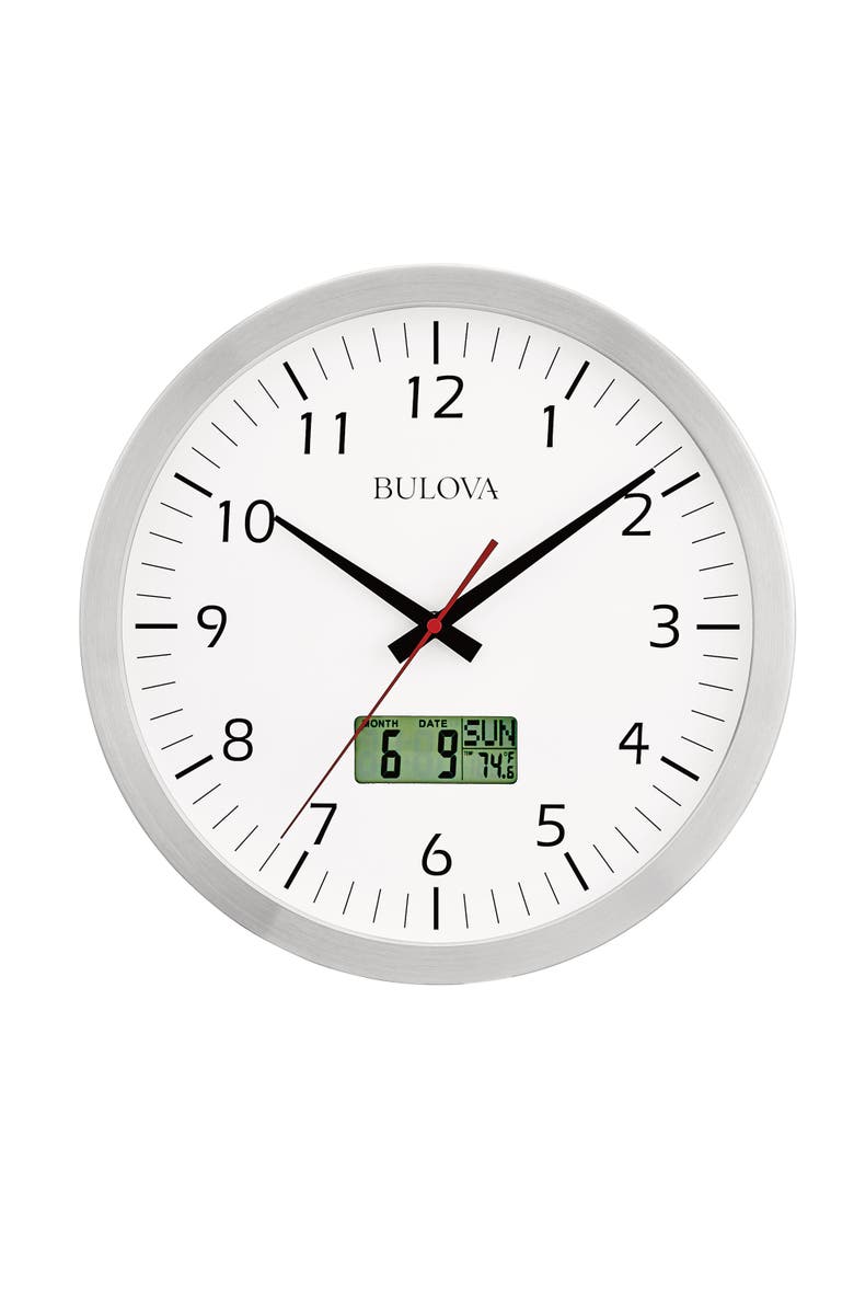 Bulova Clocks Manager Home and Office Brushed Aluminum, Main, color, Aluminum