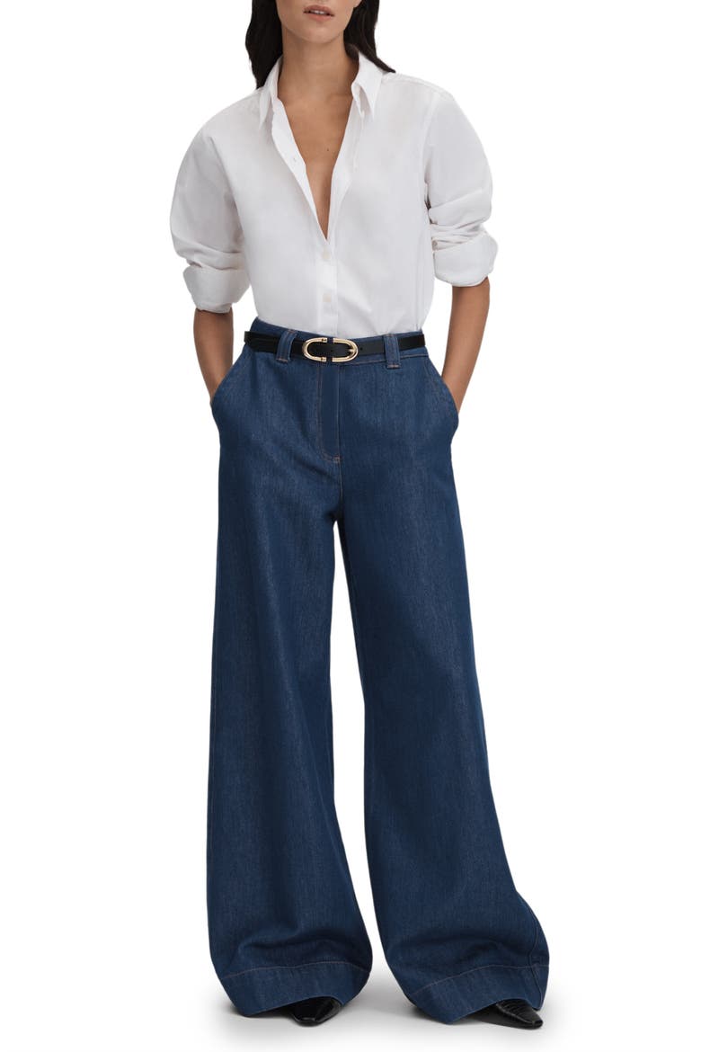 Olivia High Waist Wide Leg Jeans, Alternate, color, DARK BLUE