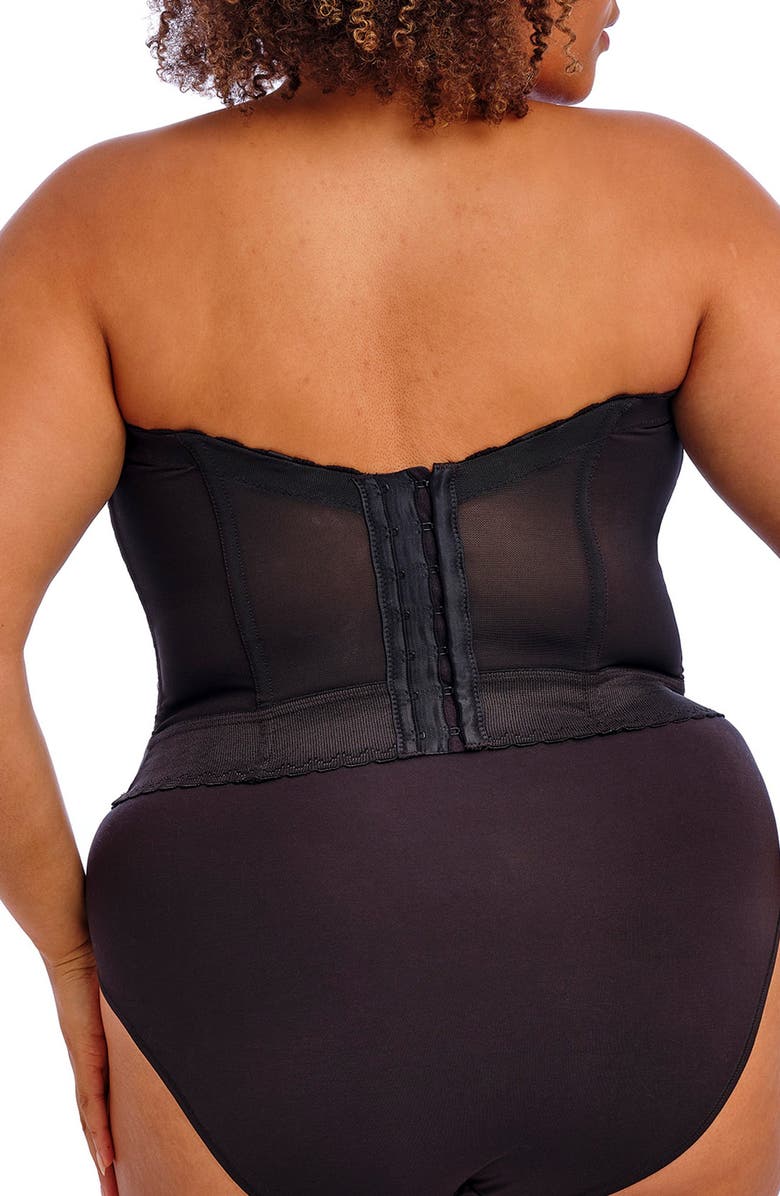 Goddess Long Line Lace Underwire Bustier, Alternate, color, Black