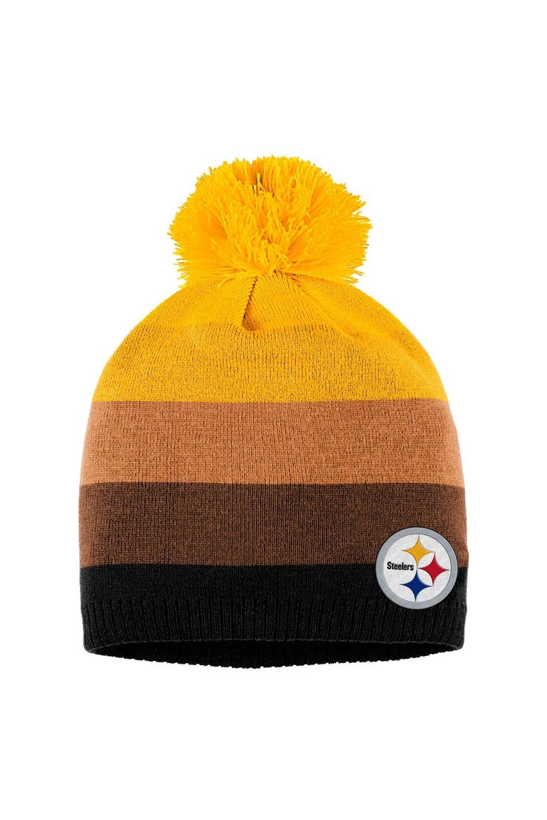 Women's WEAR by Erin Andrews Gold Pittsburgh Steelers Ombre Pom Knit Hat and Scarf Set, Alternate, color, Gold