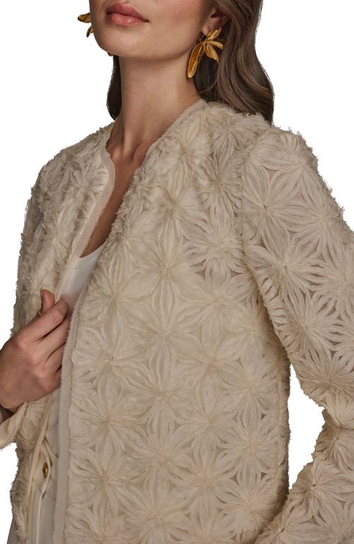 Donna Karan New York Novelty Embroidered Floral Open Front Jacket In Neutral