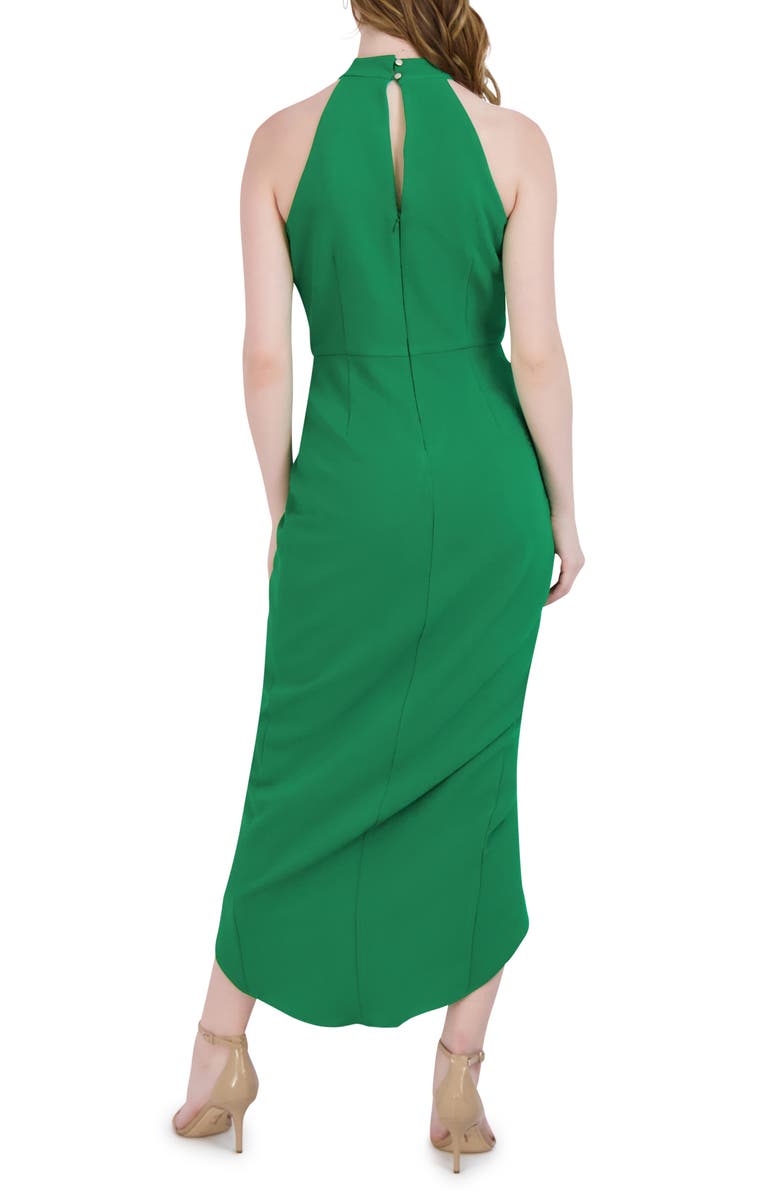 Julia Jordan Knot Neck Halter Dress, Alternate, color, Green