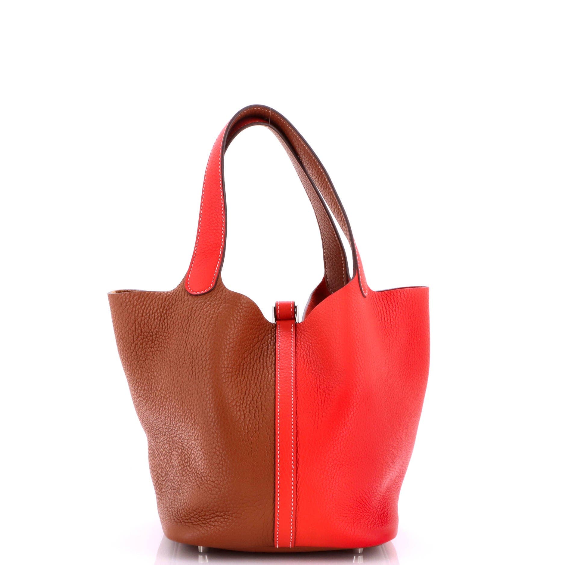 Picotin Lock Bag Bicolor Clemence MM, Alternate, color, Red