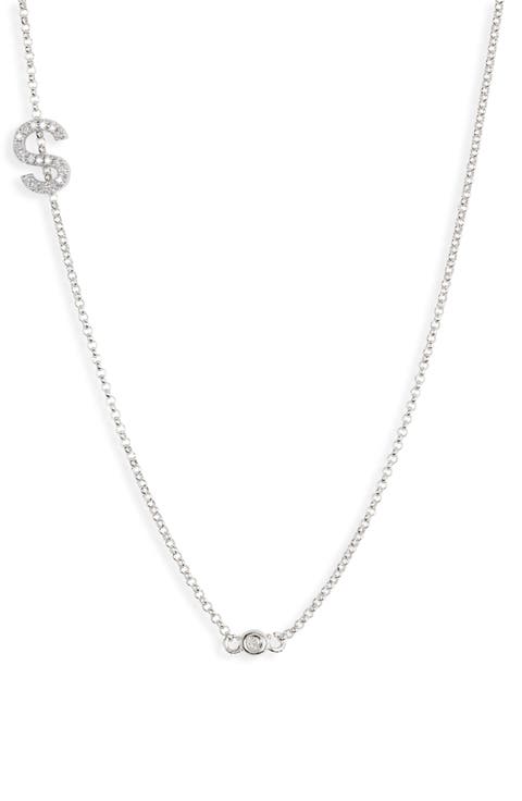 Bezel Diamond Initial Chain Necklace - 0.2ct.