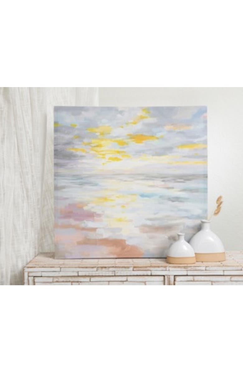 VIP Home and Garden VIP Polyester 27.56 in. Yellow Giclee Sun Up On The Sea Wall Art, Main, color, Yellow