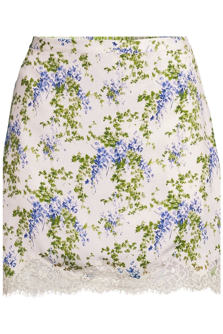 Creaseless Silky Lace Trim Skort, Alternate, color, Ivory/Periwinkle Blooms