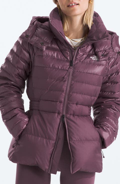 Moncler Meandre velvet-panelled Padded Jacket | Purple