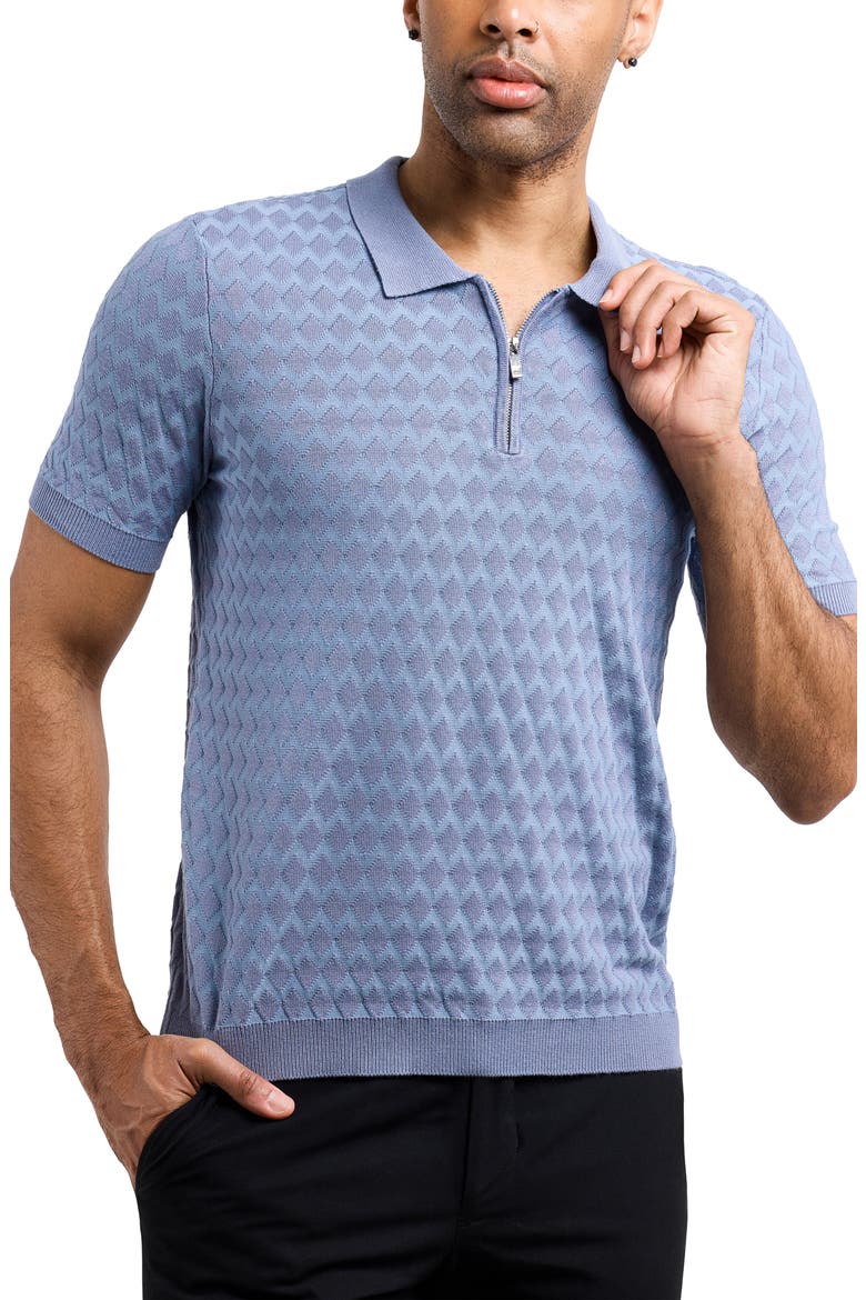 Quarter Zip Argyle Knit Polo, Alternate, color, SLATE BLUE