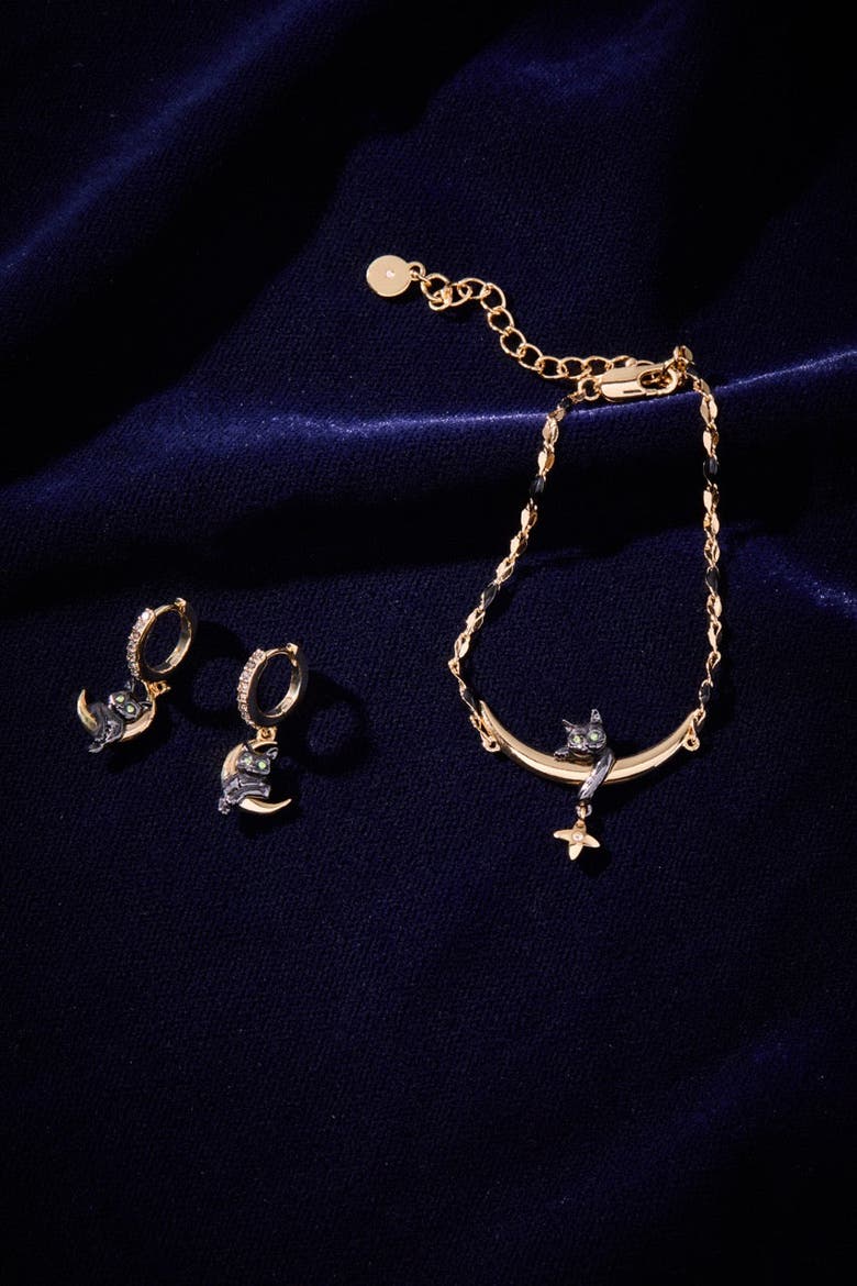 Celestial Cat Huggie Earring, Alternate, color, Gold