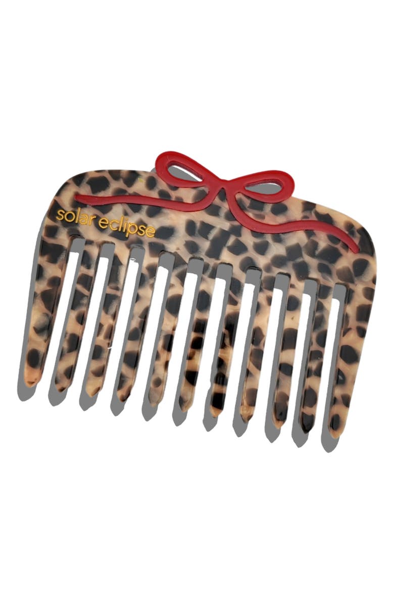 Solar Eclipse Leopard Handmade Claw Clips & Pocket Comb Set, Alternate, color, Brown