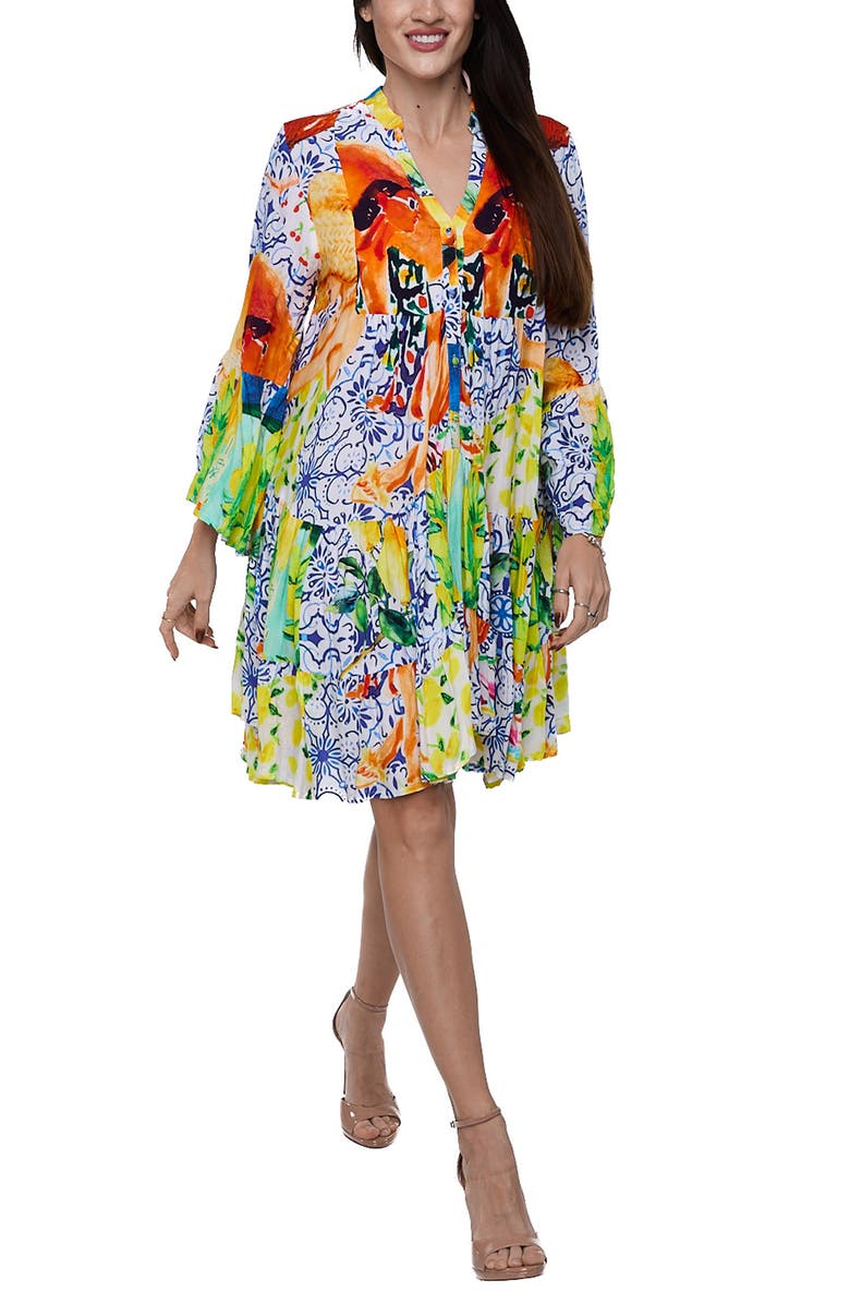 RANEES Cotton Tiered Cover-Up, Main, color, Yellow