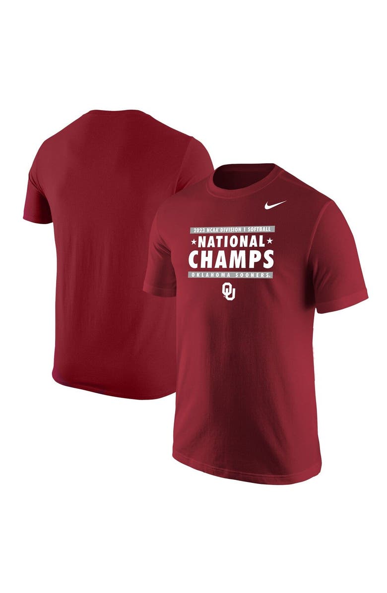 Nike Unisex Nike Crimson Oklahoma Sooners 2023 NCAA Softball Women's College World Series Champions T-Shirt, Main, color,