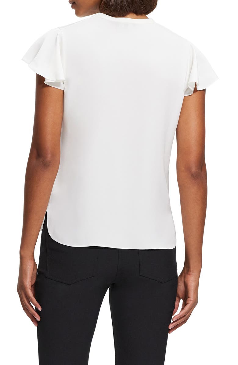 Theory Tp Mod Flounce Sleeve Silk Blouse, Alternate, color, Ivory - C05