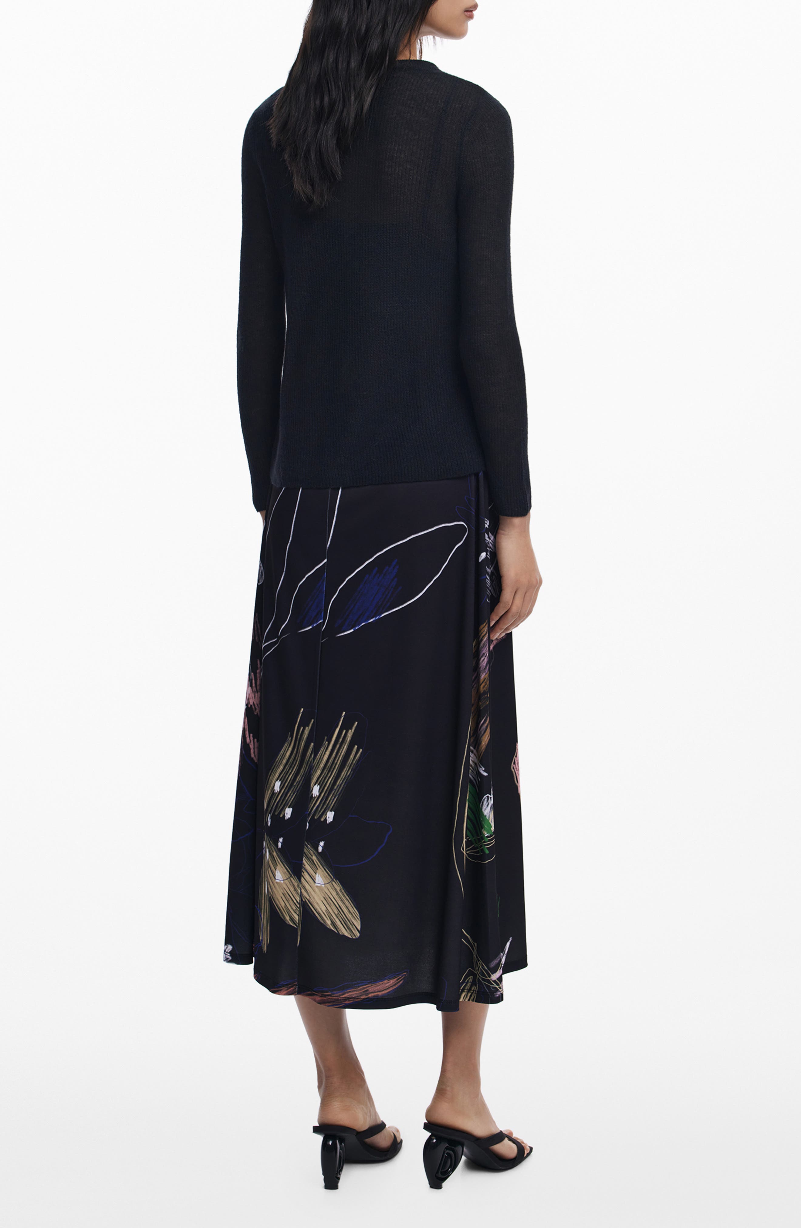 Mixed Media Long Sleeve Midi Dress - image 2
