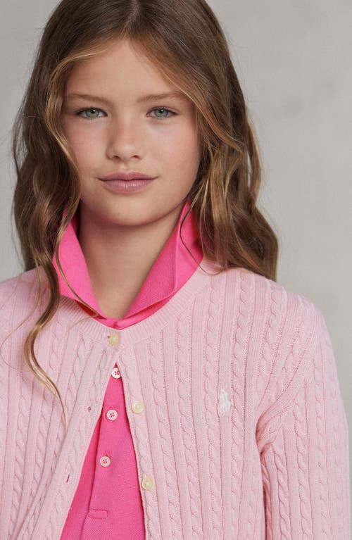 Polo Ralph Lauren Little Girls Cable-knit Cotton Cardigan In Hint Of Pink