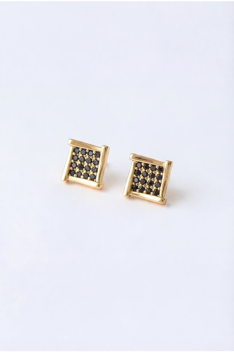 Atlas Crystal Square Stud Earrings, Main, color, Gold/black