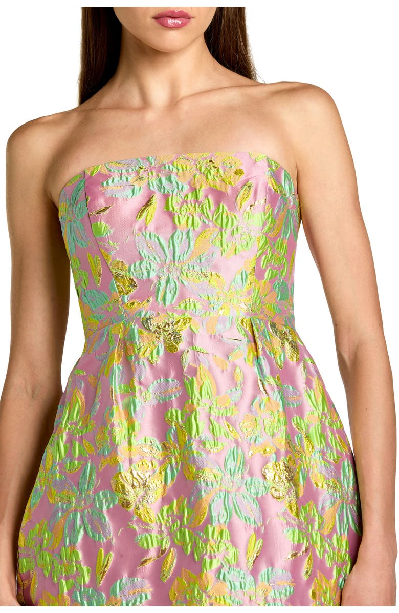 Mac Duggal Strapless Floral Brocade Midi Dress, Alternate, color, Blush Multi