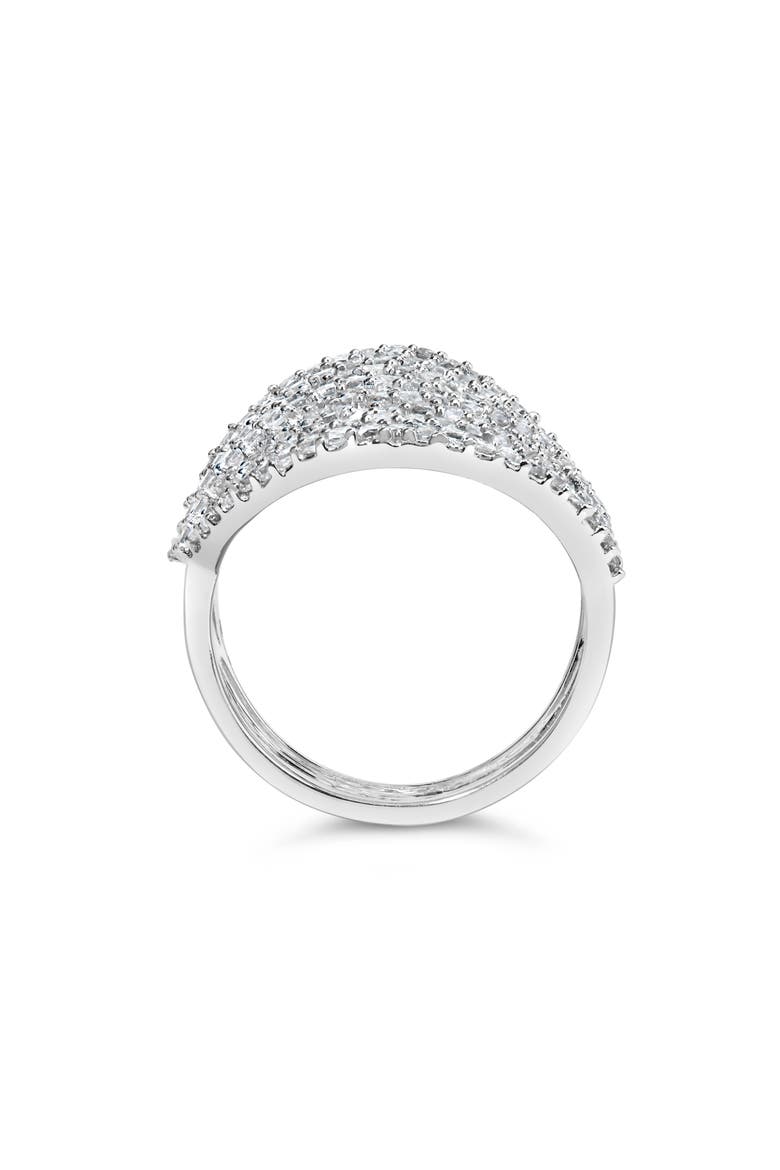 10K White Gold 1 1/2 Cttw Princess Diamond Swirl Design Cocktail Ring, Alternate, color, White Gold