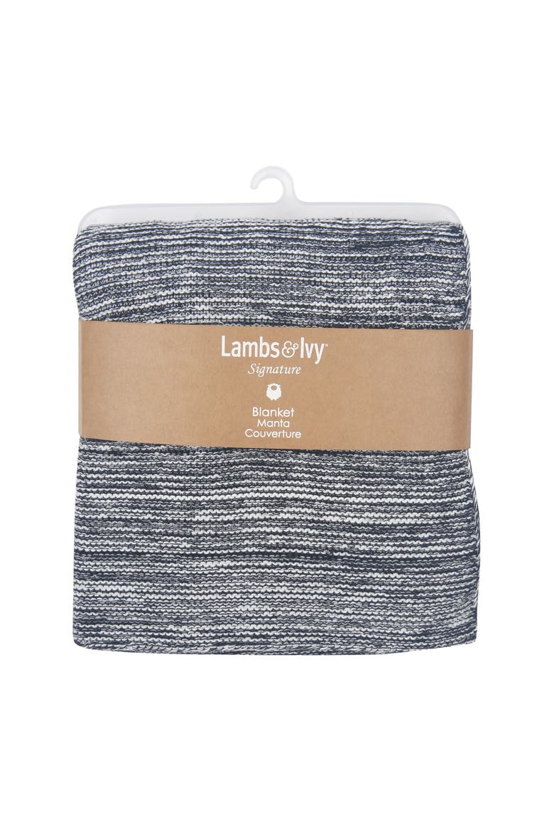 Signature 100% Cotton Marl Textured Knit Baby Blanket, Alternate, color, Navy
