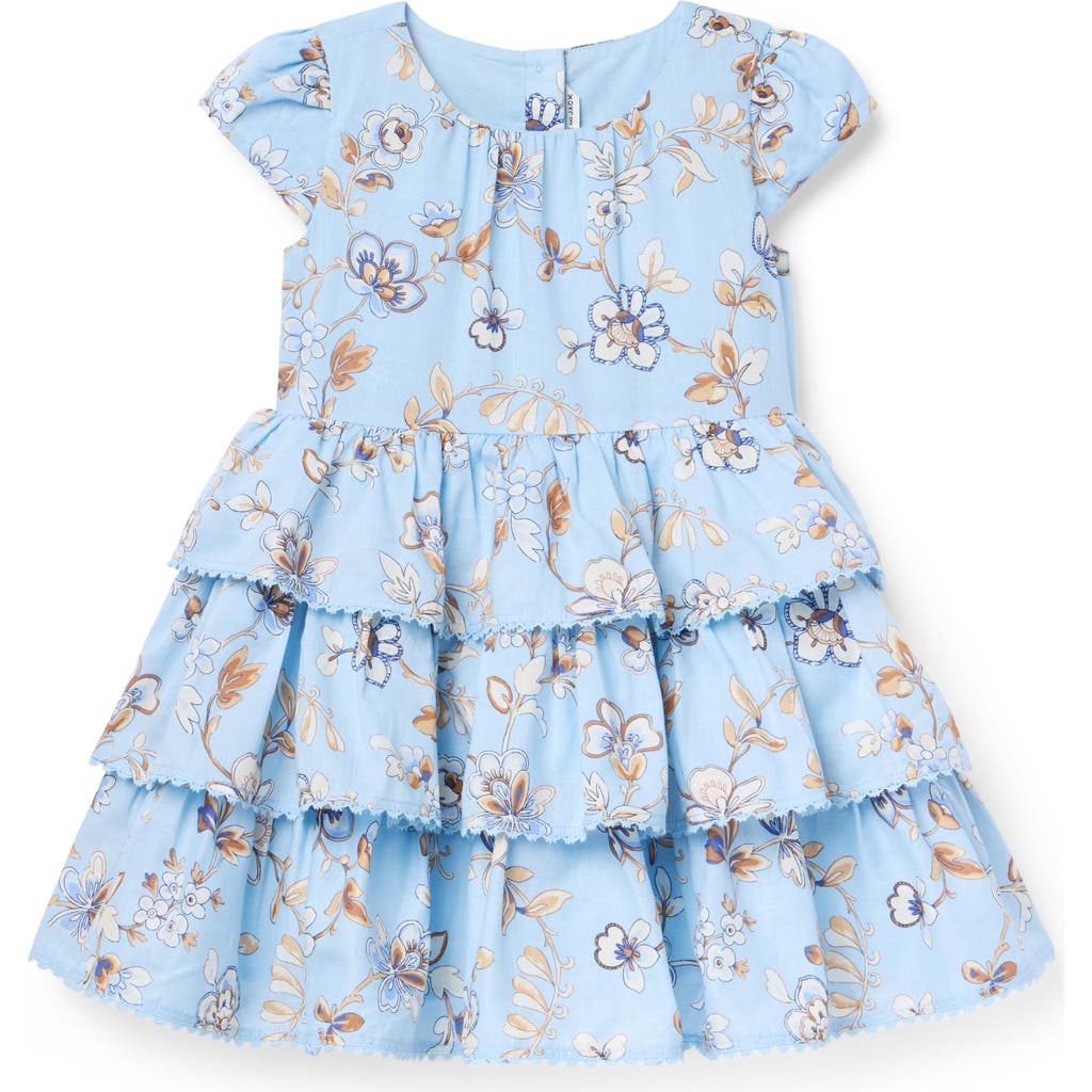 Janie And Jack Floral Tiered Ruffle Dress In Blue