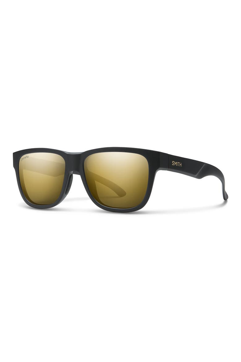 Lowdown Slim 2 53mm ChromaPop™ Polarized Square Sunglasses, Main, color, MATTE BLACK GOLD / CHROMAPOP POLARIZED BLACK GOLD MIRROR