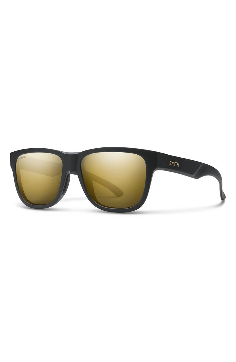 Smith Lowdown Slim 2 53mm ChromaPop<sup>™</sup> Polarized Square Sunglasses, Main, color, Matte Black Gold / Black Gold
