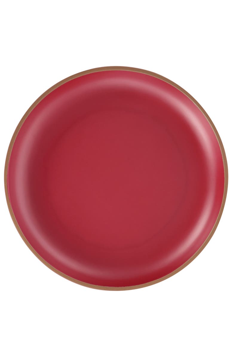 Gibson Home Rockabye 4 Piece Melamine Dinner Plate Set, Alternate, color, Dark Pink