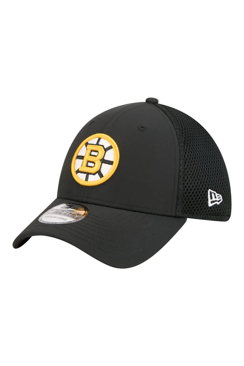 Men's New Era  Black Boston Bruins Logo 39THIRTY Flex Hat, Main, color, Black