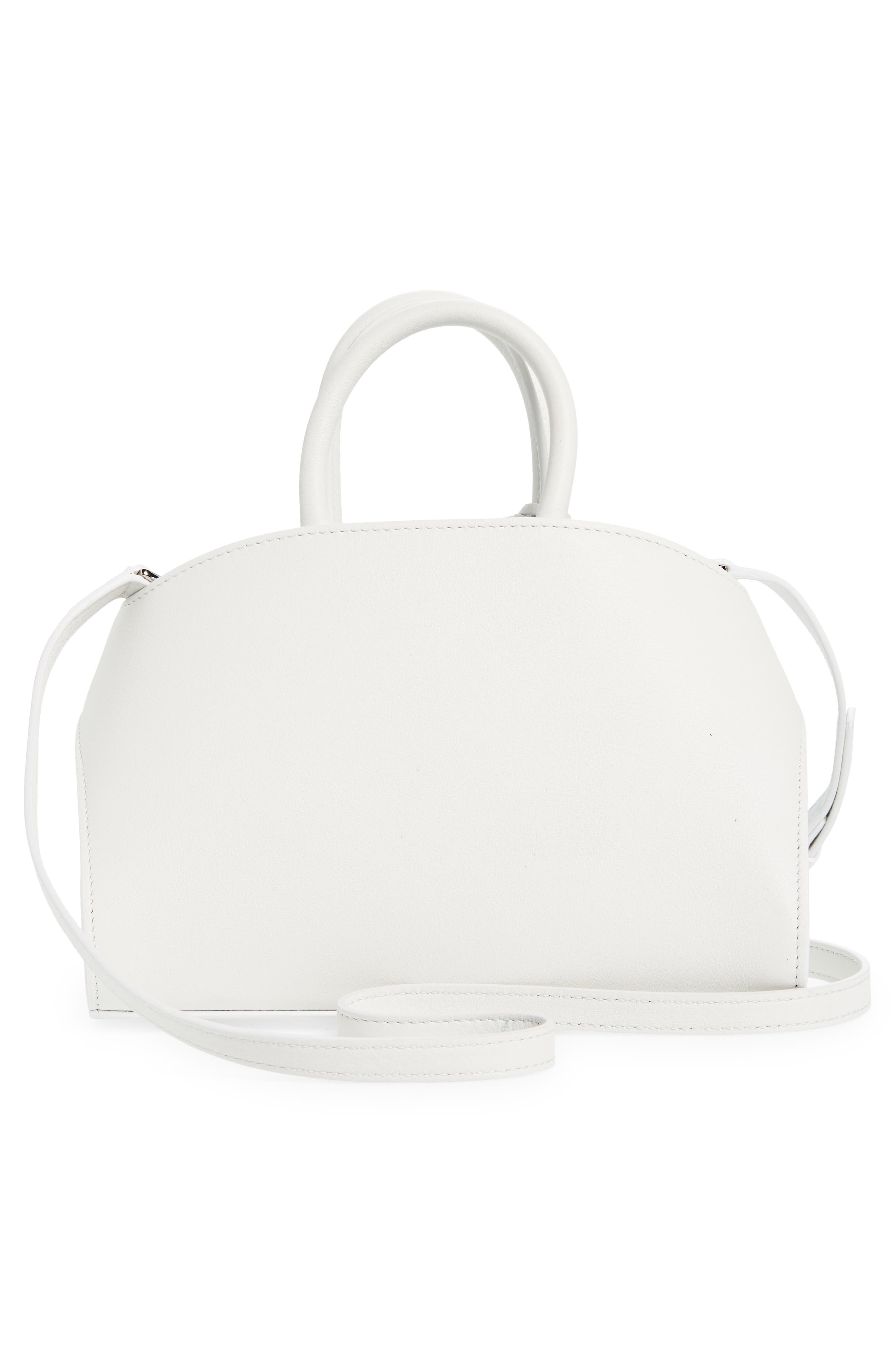 FERRAGAMO Mini Hug Leather Top Handle Bag, Alternate, color, Optic White