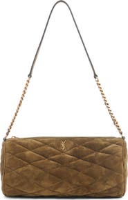 Saint Laurent Small Sade Quilted Suede Tube Bag