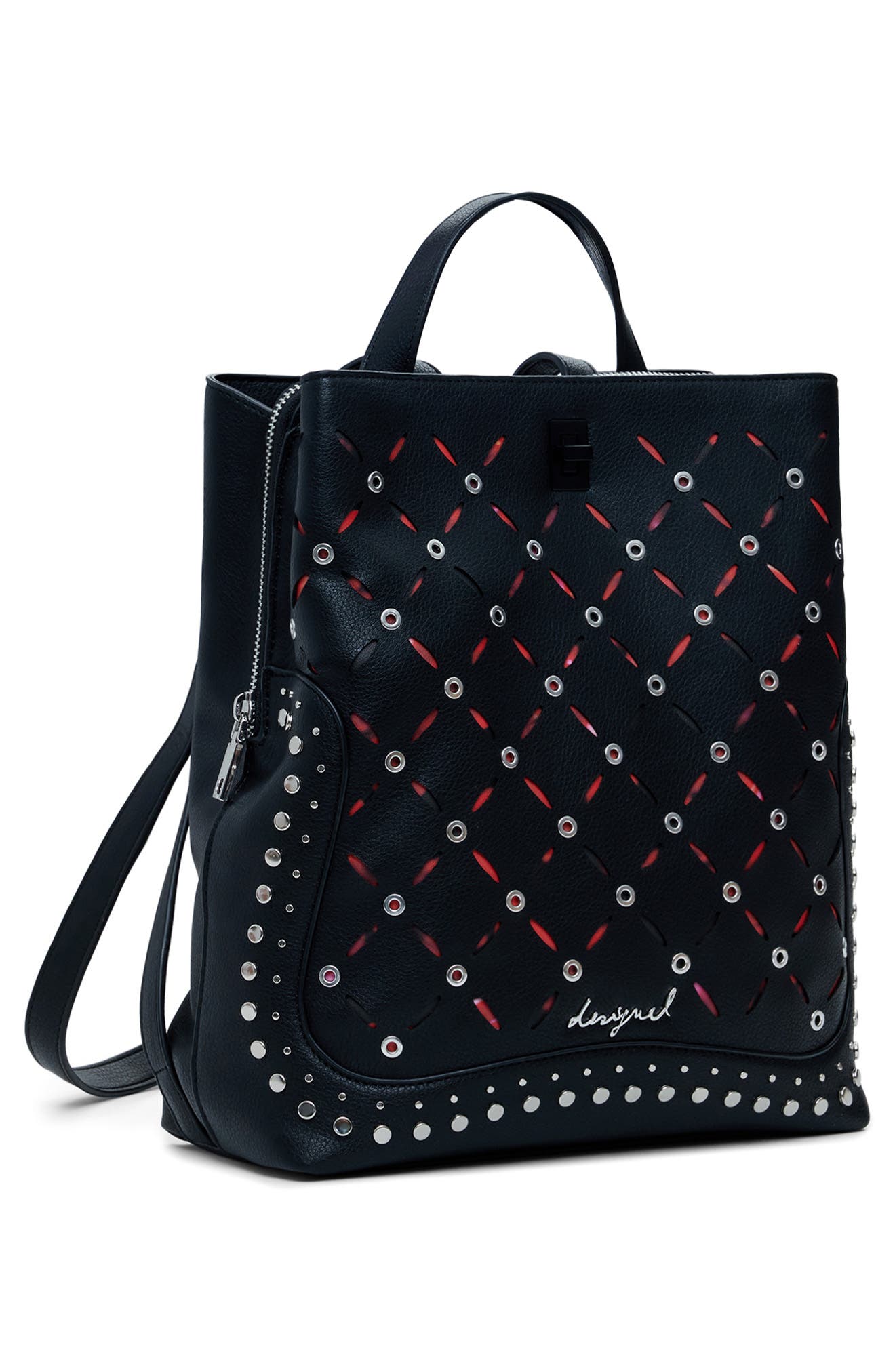 Desigual Mini Faux Leather Backpack, Alternate, color, Black