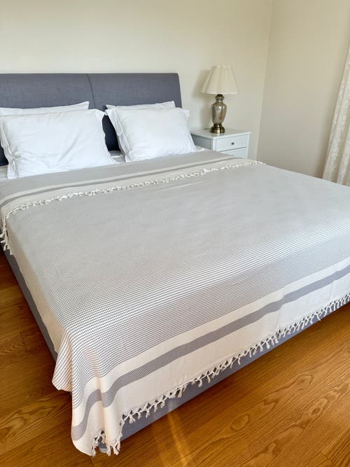 Olive And Linen Olive & Linen Pixel Blanket In Gray