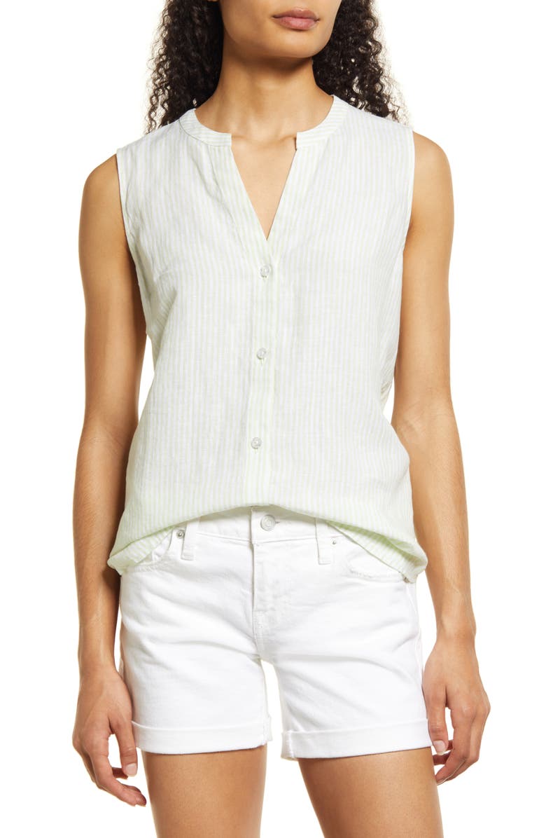 Tommy Bahama Sunshine Waves Sleeveless High-Low Linen Blouse, Main, color,