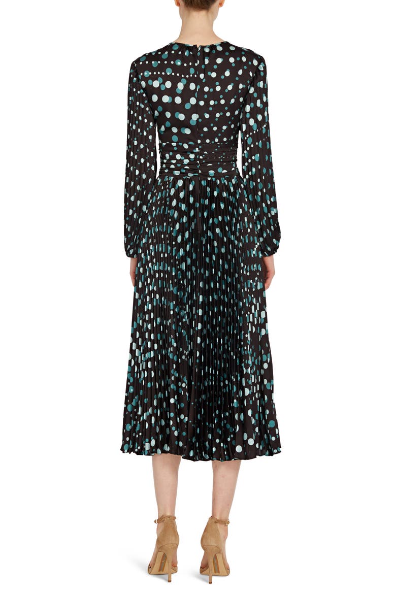 Long Sleeve Polka Dot Midi Dress, Alternate, color, JET/ MINT COMBO