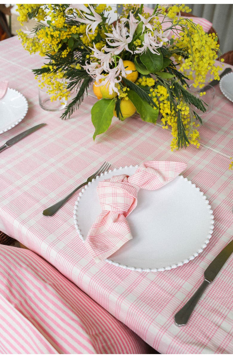 Heather Taylor Home Marianne Plaid Set of 4 Napkins, Alternate, color, Peony